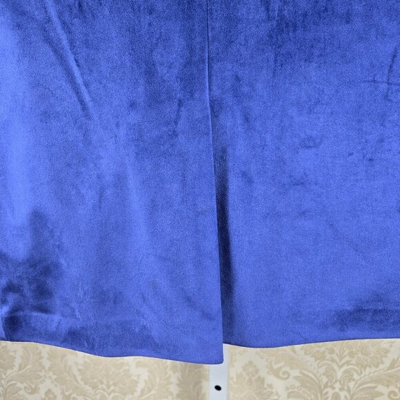 Guess Size Medium Blue Velvet Blazer 1 Button Front Black Satin Lapels 3 Pocket - Picture 7 of 15